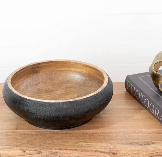 Black Textured Wood Bowl