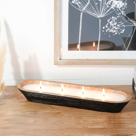Black Dough Bowl with Candle