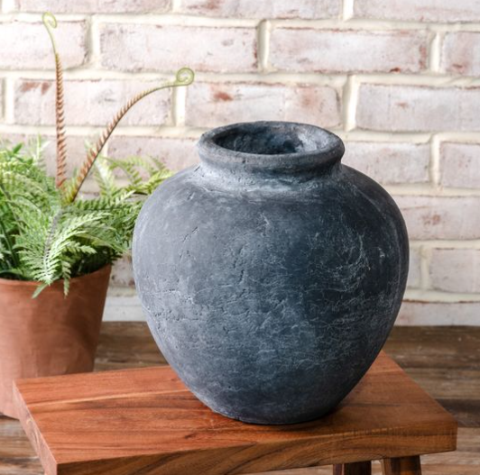 9" Black Round Vase