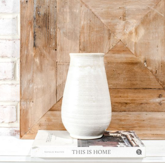9.3"Off White Deco Vase
