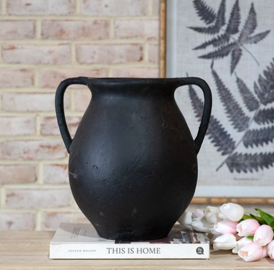 Black Two Handle Vase