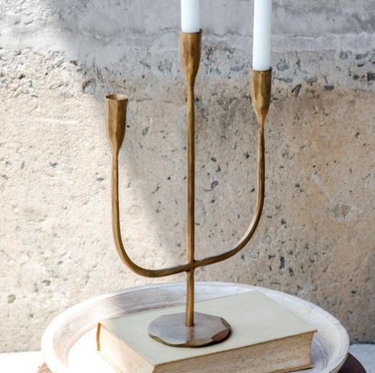 Gold Three Arm Candelabra