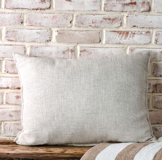 Beige Linen Lumbar Pillow