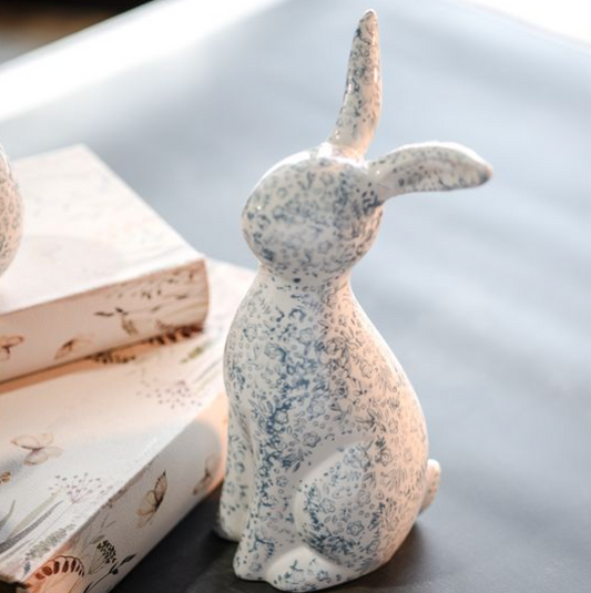 9.5" Blue Floral Bunny