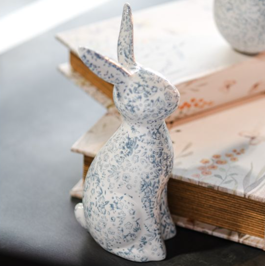 8" Blue Floral Bunny
