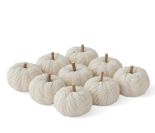 2.5" Cream Knit Mini Pumpkin