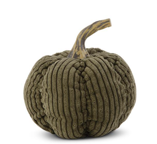 4.5" Khaki Green Corduroy Pumpkin