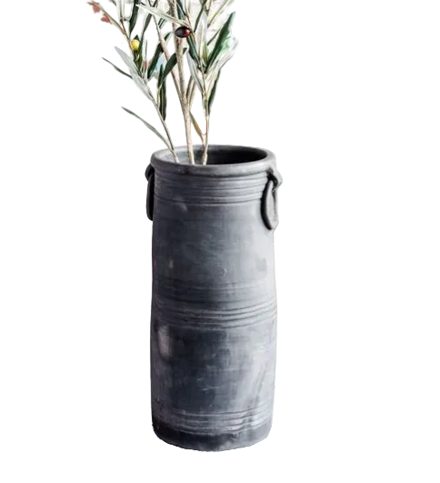 17" Black Floor Vase