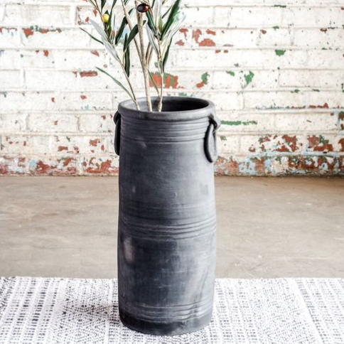 17" Black Floor Vase