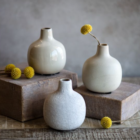 Cream Ball Vases