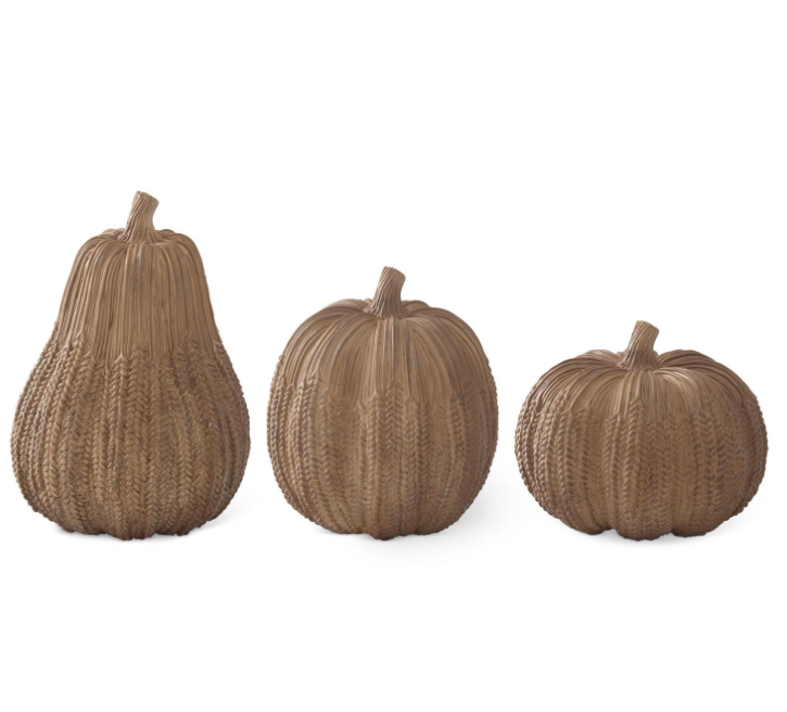 Brown Resin Wheat Pumpkins