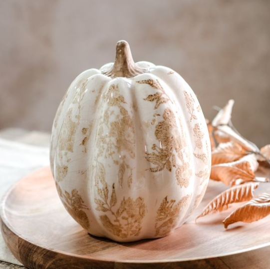 8.75"H Beige Heirloom Pumpkin