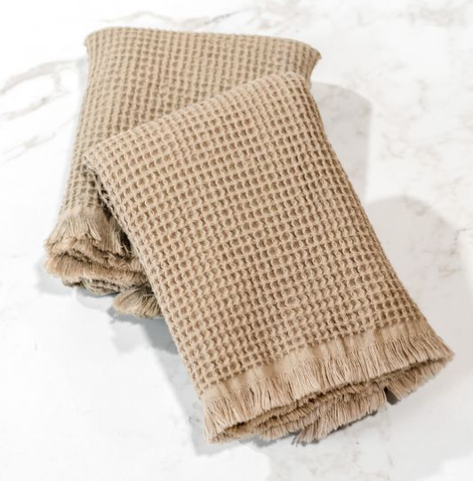 Beige Waffle Fringe Towels