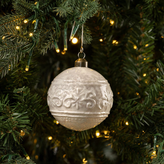 Sculpted White Ornament