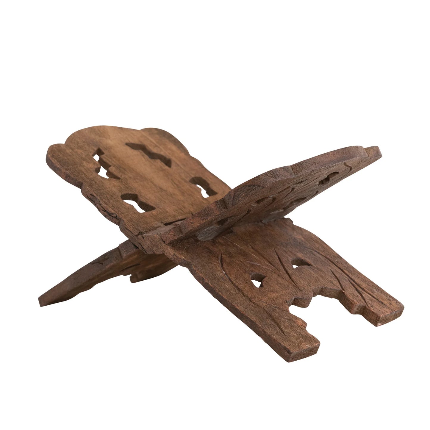 Wooden table top book stand on a white background