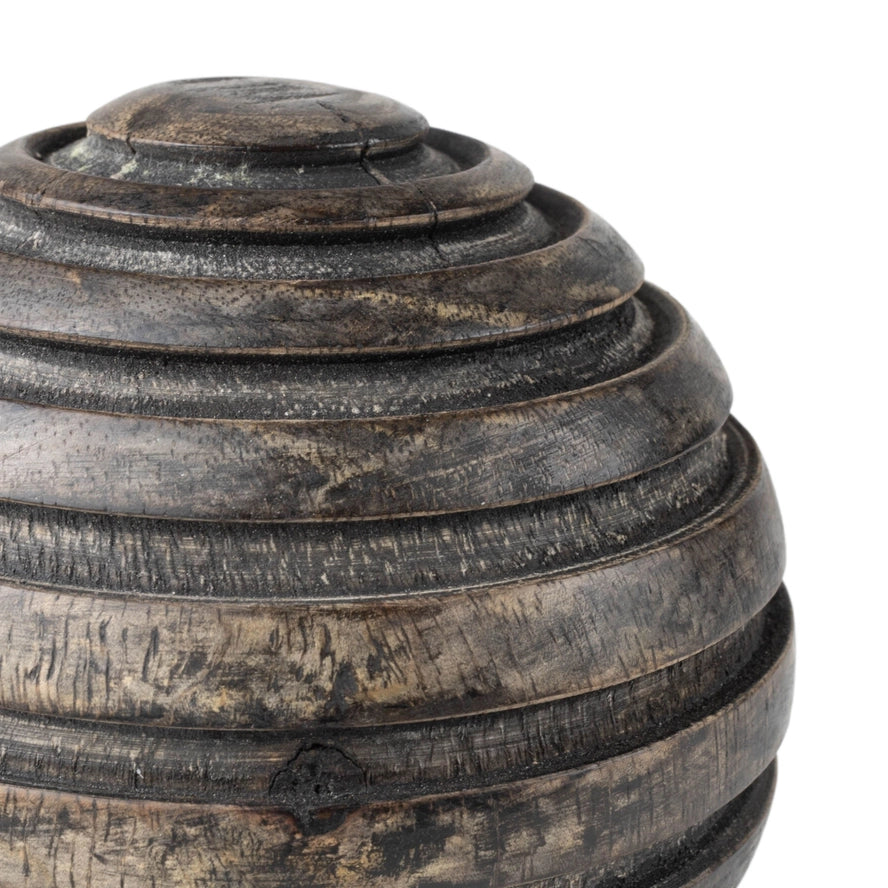 Dark Wood Carved Ball