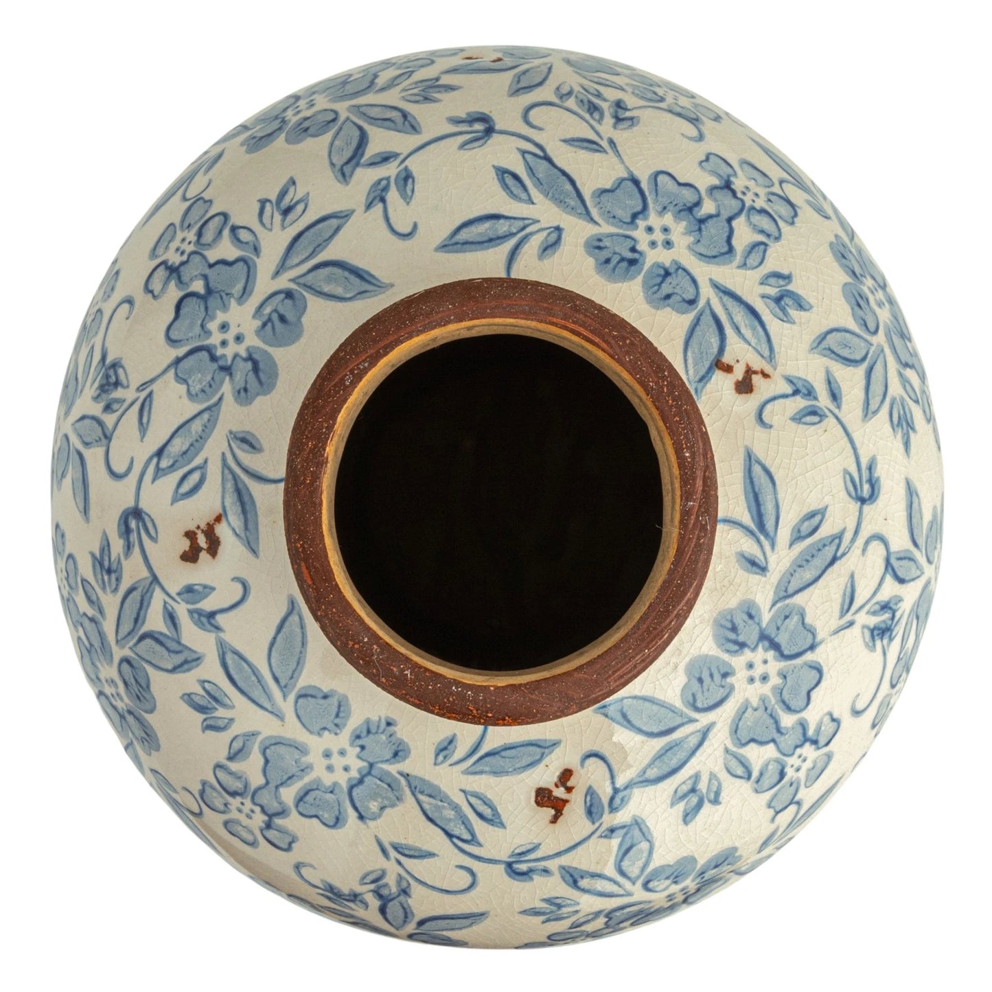 Terracotta Vase With Blue Pattern