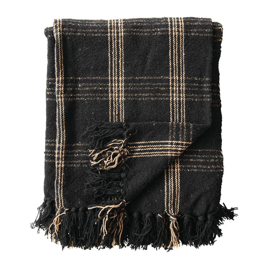 Black Plaid Throw Blanket