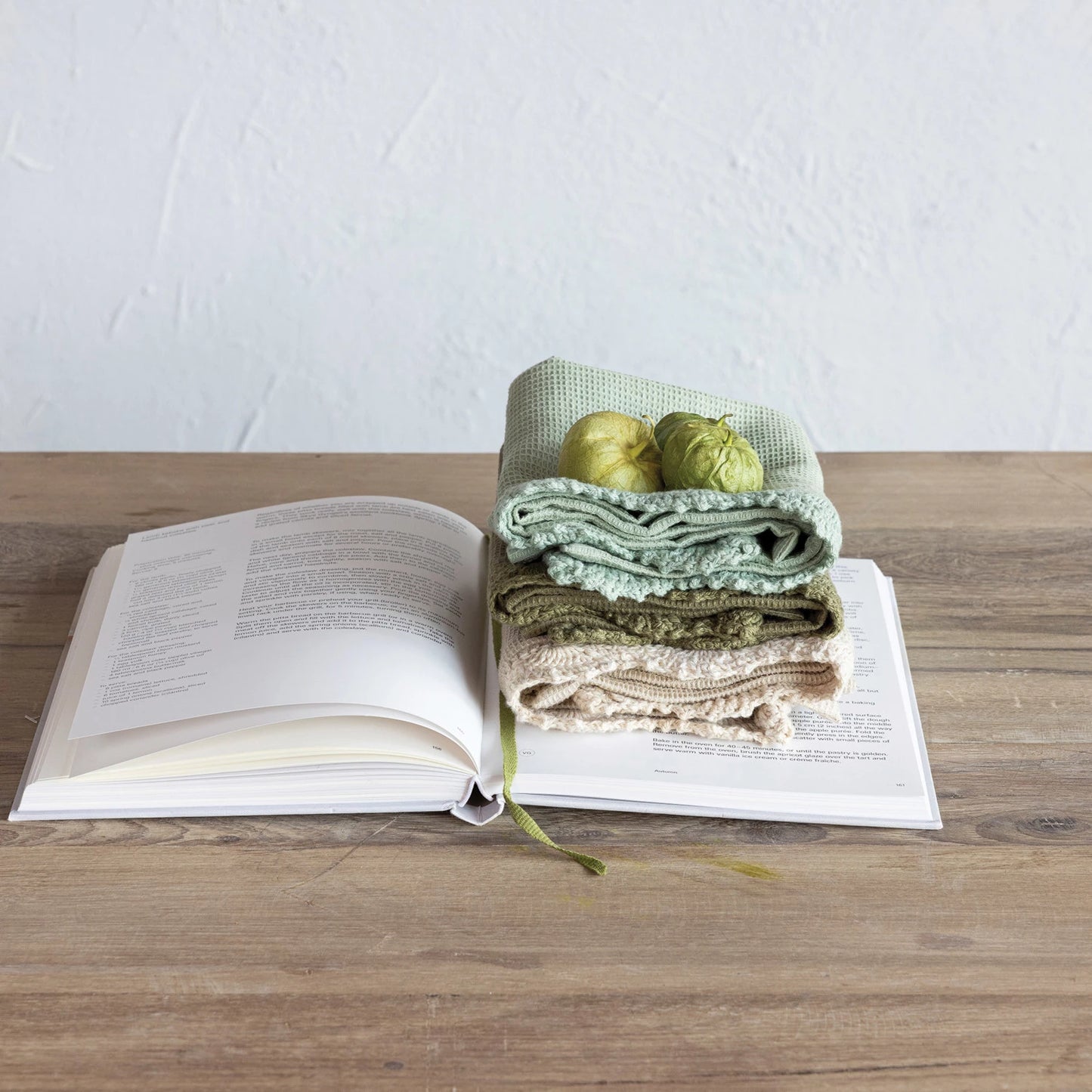 Lace Trim Waffle Tea Towel