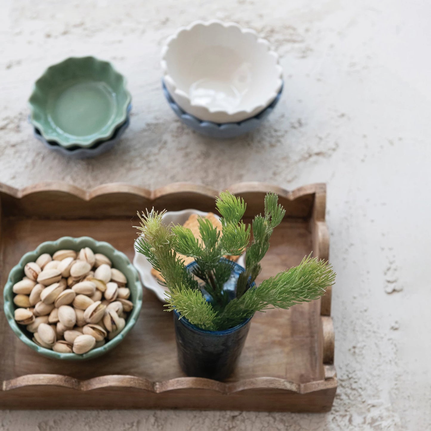 Wooden Scalloped Tray