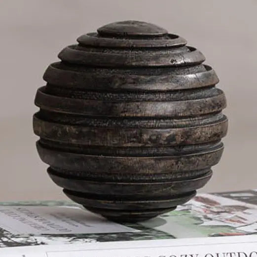 Dark Wood Carved Ball