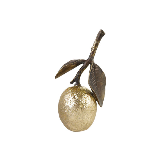 Gold lemon on brown rustic stem