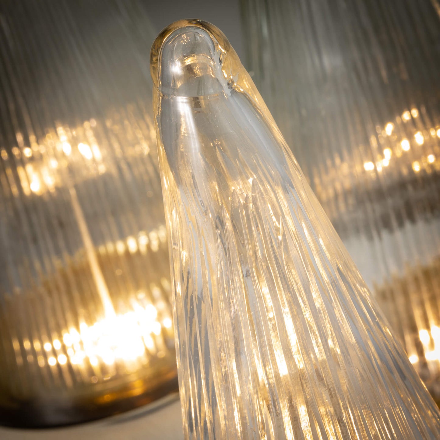 LED Ribbed Glass Cone Tree