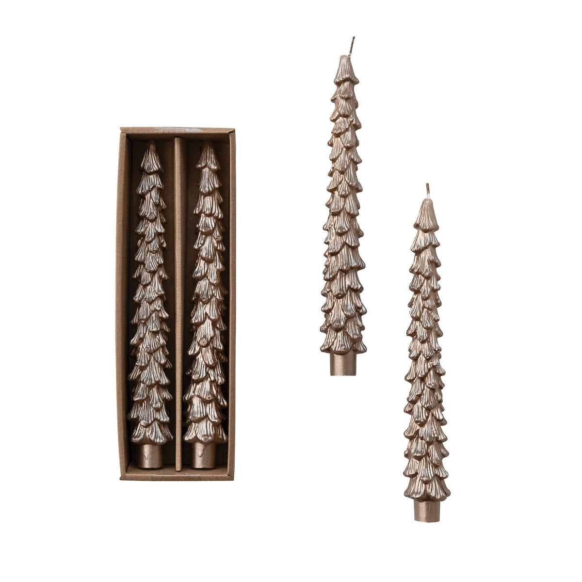 Champagne Tree Taper Candle Set