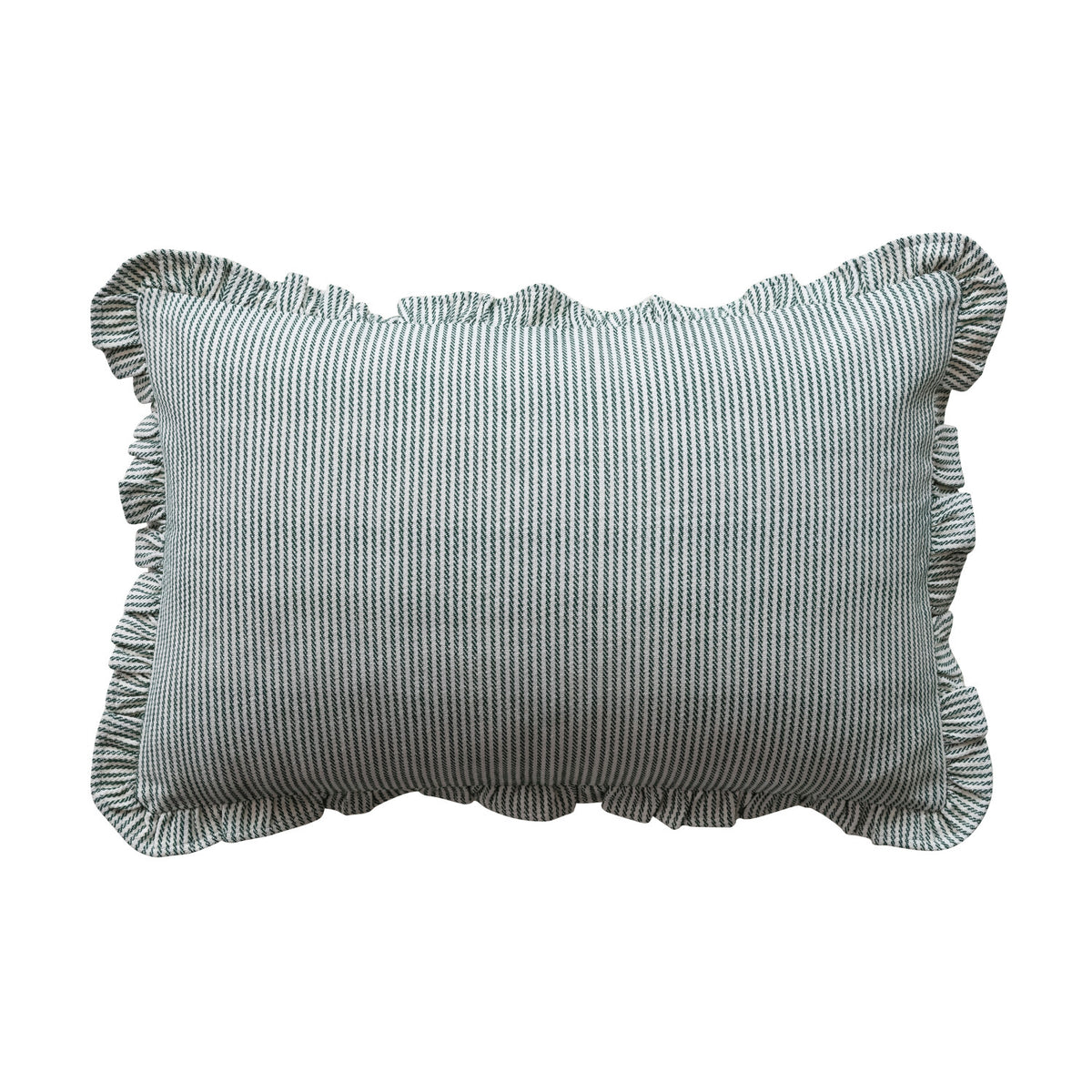 Green Ruffle Stripped Lumbar Pillow