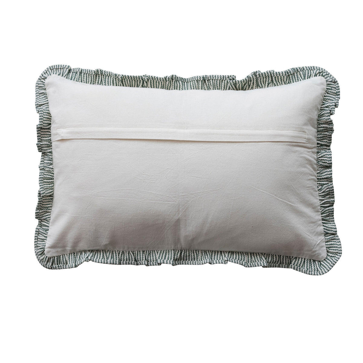 Green Ruffle Stripped Lumbar Pillow