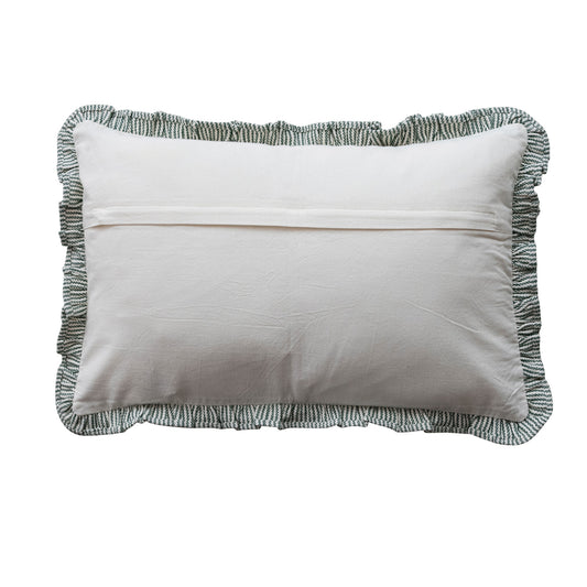 Green Ruffle Stripped Lumbar Pillow