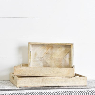 White Wash Wood Tray