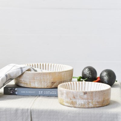 Round Washed Wood Bowl