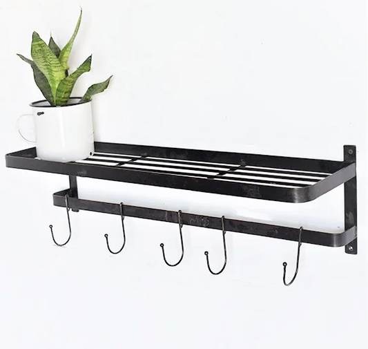 Metal Shelf With Hooks